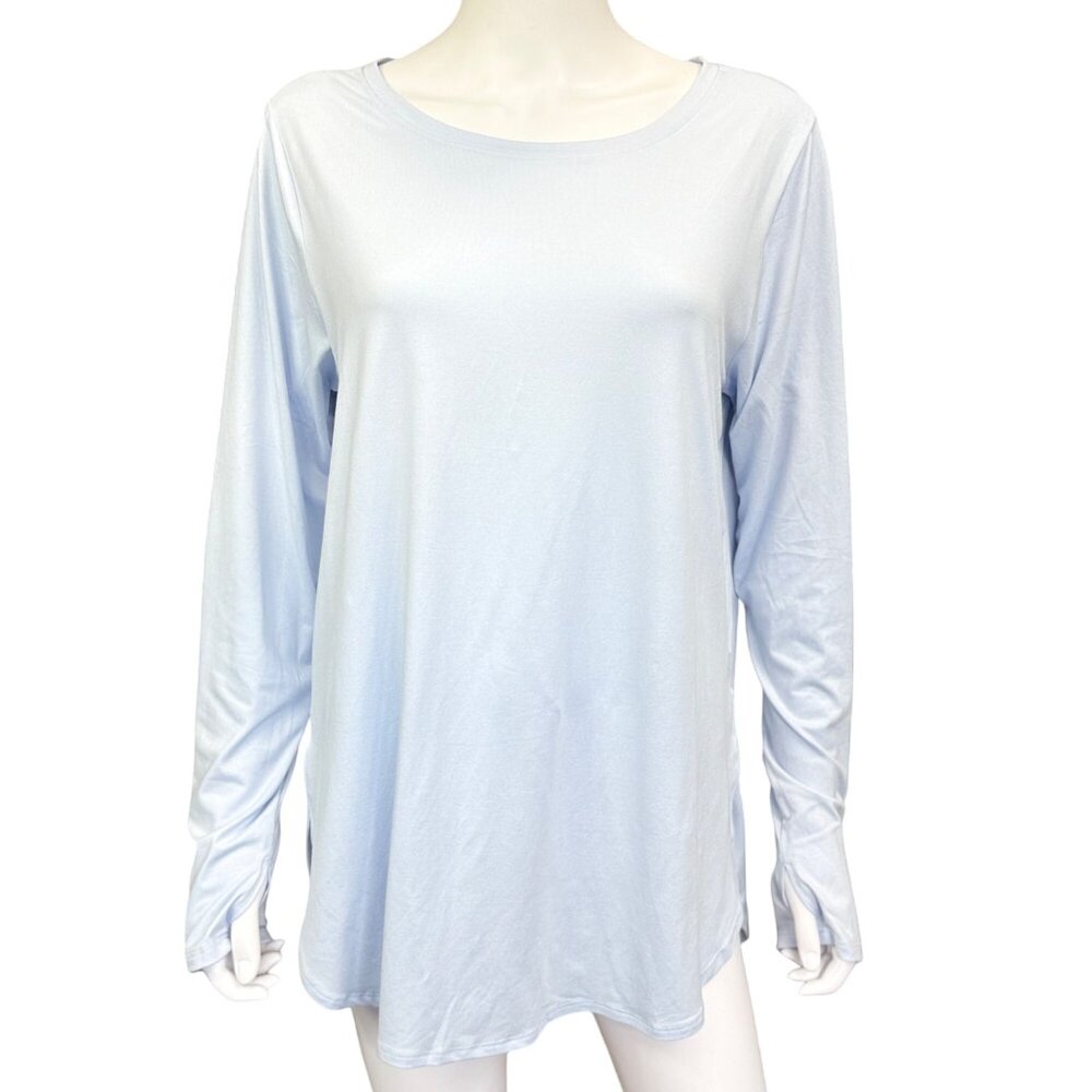 Layer 8 Light Blue Long Sleeve Athletic Shirt w/ Thumbholes Womens Size XL